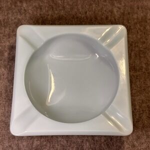 Vtg MCM FIRE KING by Anchor Hocking Delphite Blue Turquoise Glass Square Ashtray